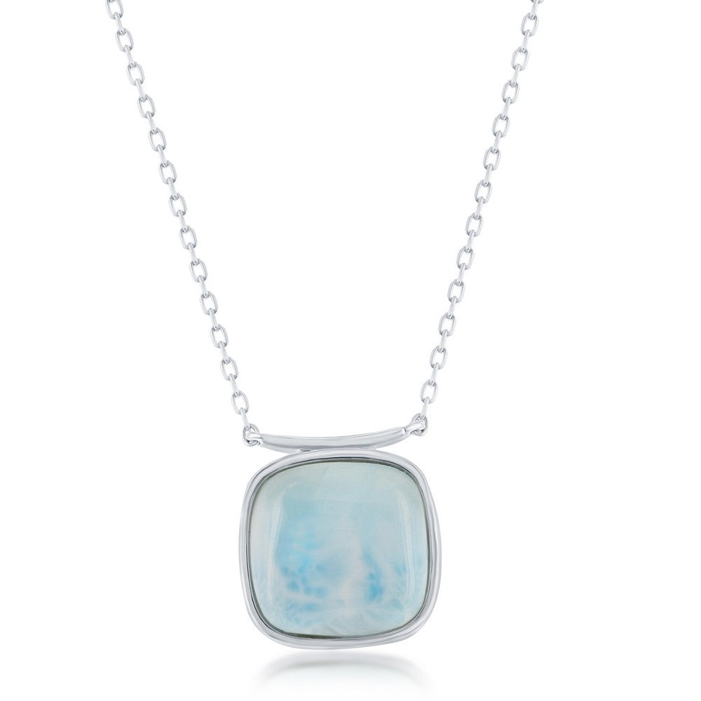 Sterling Silver Square Shape Larimar Necklace