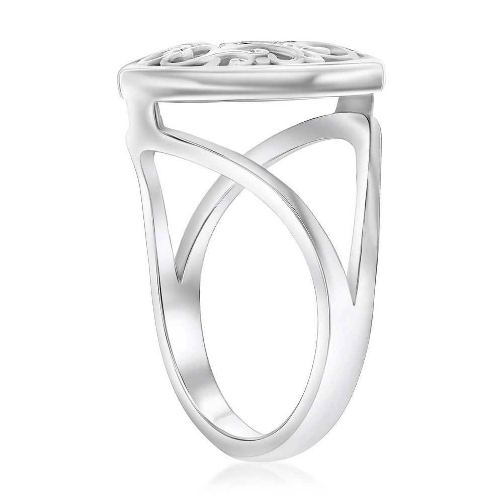 Sterling Silver Round Larimar Filigree Design Ring Size 6