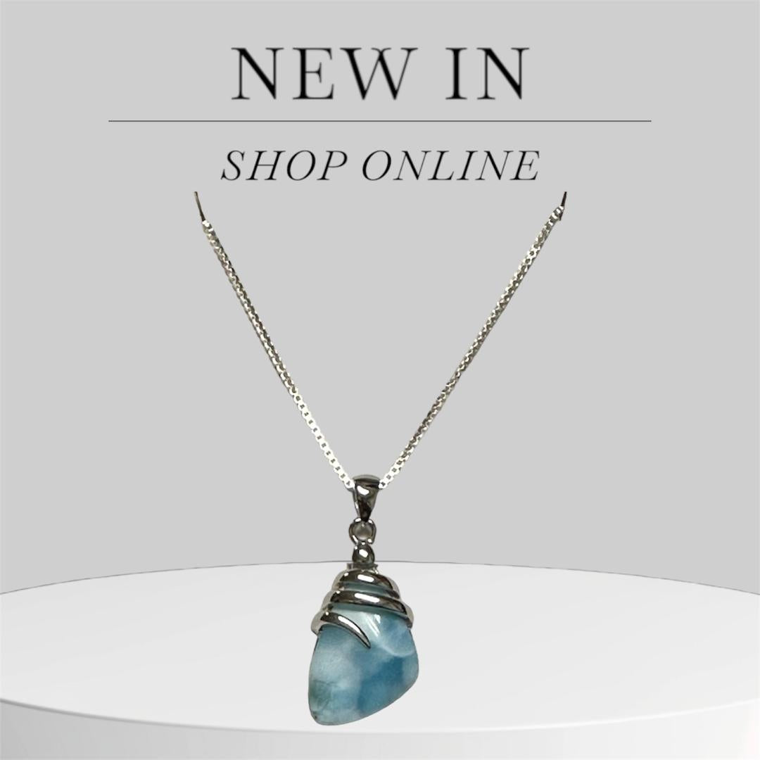 Sterling Silver Larimar Twist Design Pendant