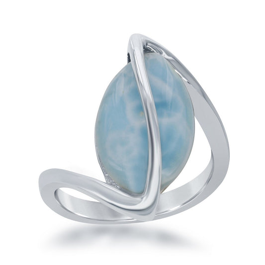 Sterling Silver Oval Larimar Twisted Ring     Size 8