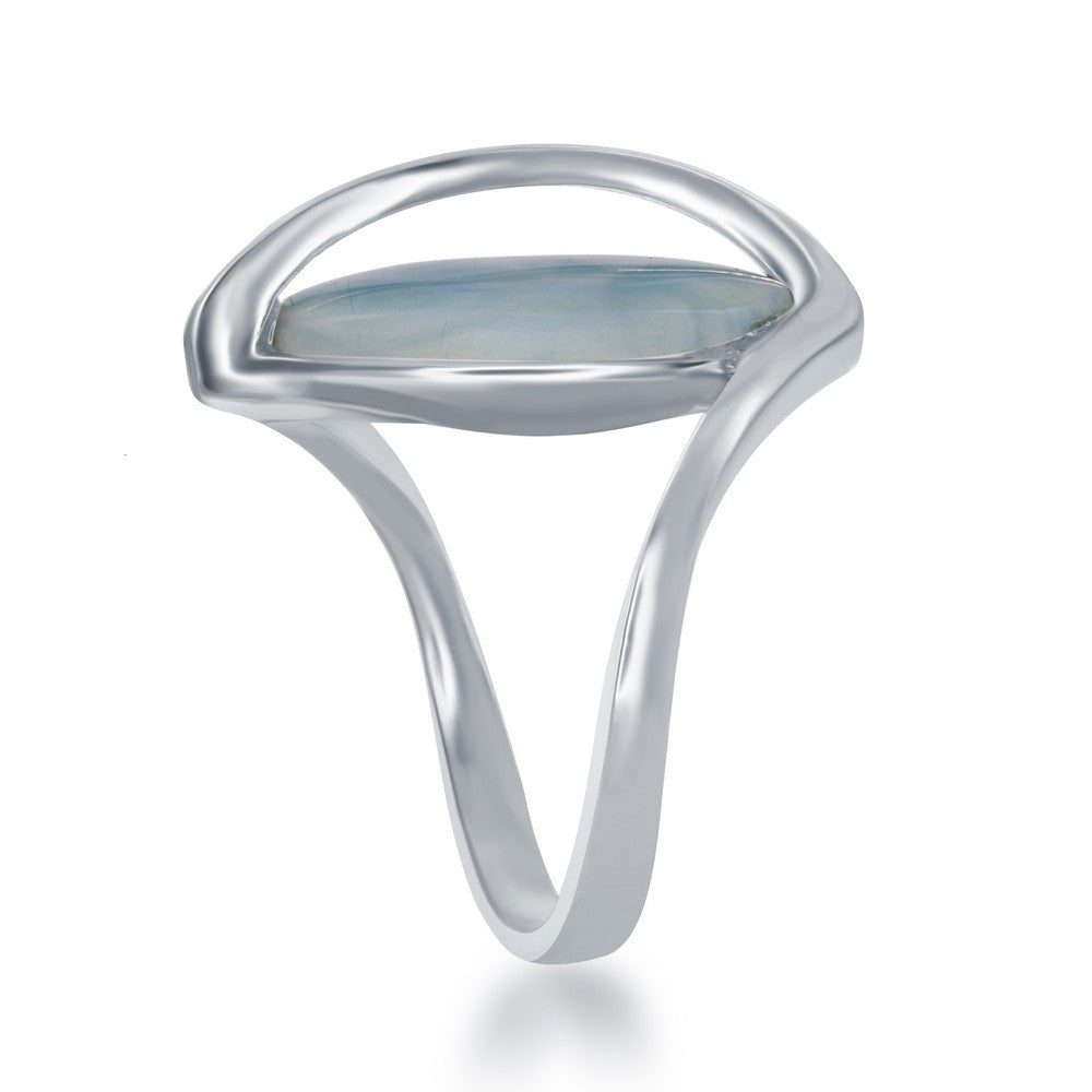 Sterling Silver Oval Larimar Twisted Ring     Size 7