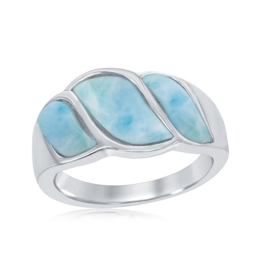 Sterling Silver Larimar Wave Design Ring       Size 6