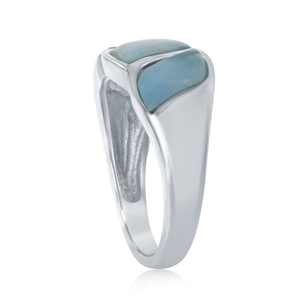 Sterling Silver Larimar Wave Design Ring       Size 6
